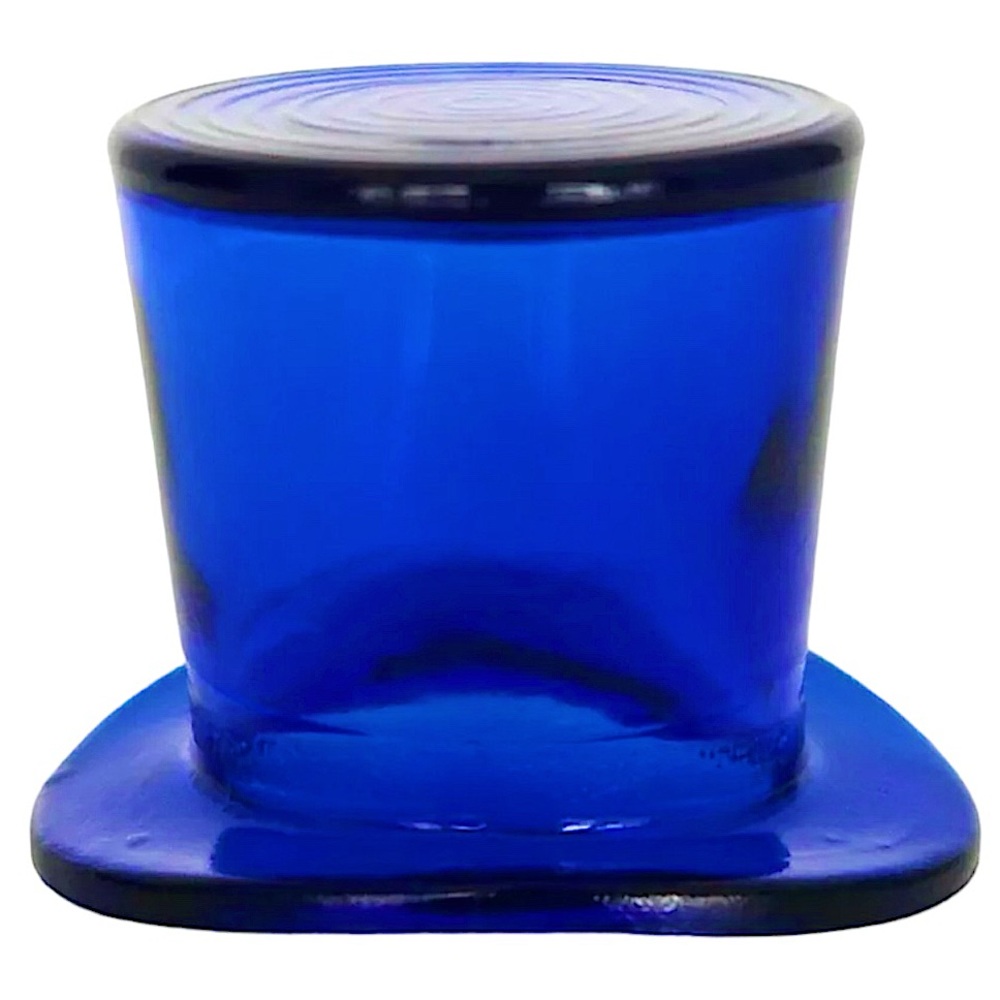 Vintage cobalt blue art glass top hat toothpick holder